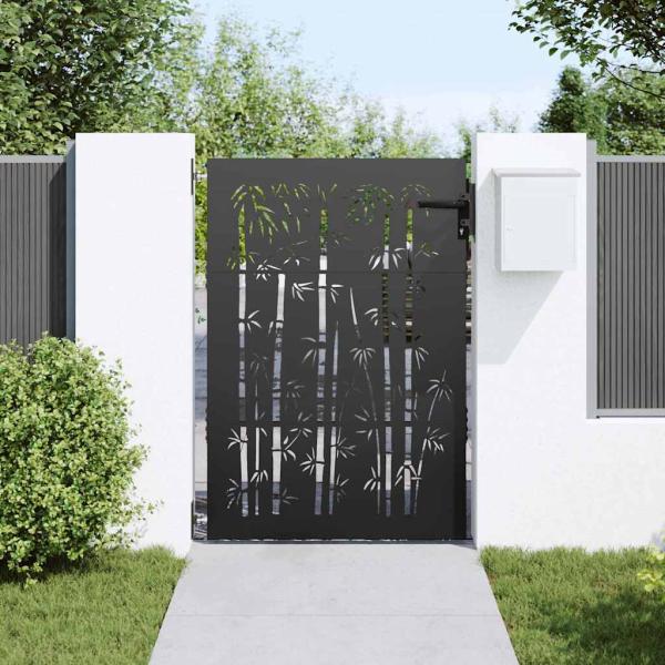 Gartentor Schwarz 105 x 150 cm Pulverbeschichteter Stahl