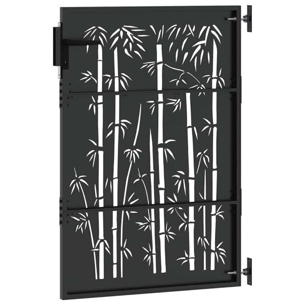 Gartentor Schwarz 105 x 150 cm Pulverbeschichteter Stahl