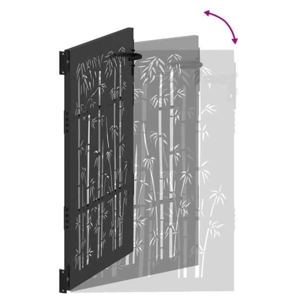 Gartentor Schwarz 105 x 150 cm Pulverbeschichteter Stahl