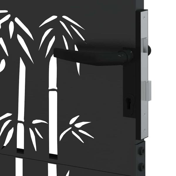Gartentor Schwarz 105 x 175 cm Pulverbeschichteter Stahl