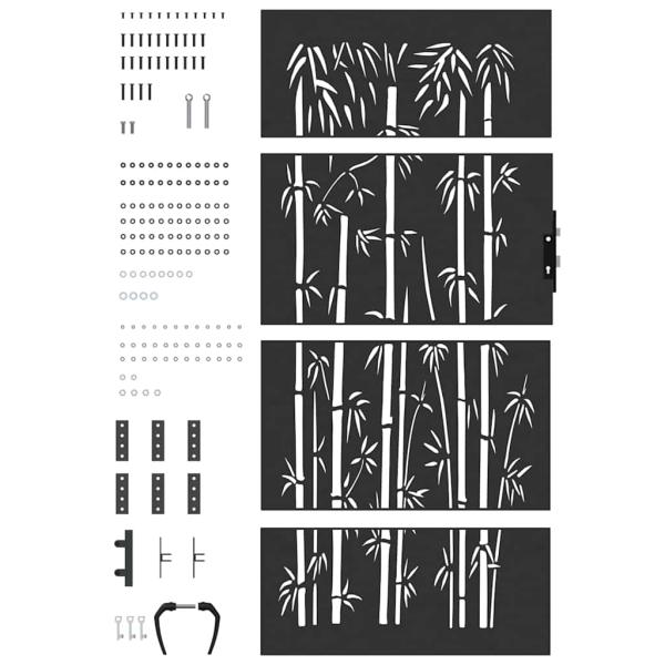 Gartentor Schwarz 105 x 200 cm Pulverbeschichteter Stahl