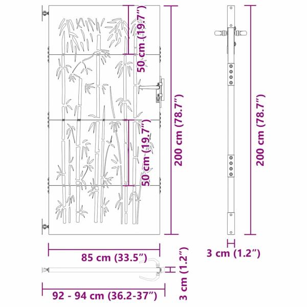 Gartentor Schwarz 105 x 200 cm Pulverbeschichteter Stahl