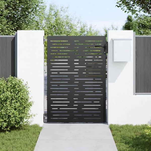 Gartentor Schwarz 105 x 150 cm Pulverbeschichteter Stahl