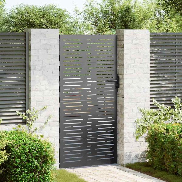 ARDEBO.de - Gartentor Schwarz 105 x 175 cm Pulverbeschichteter Stahl