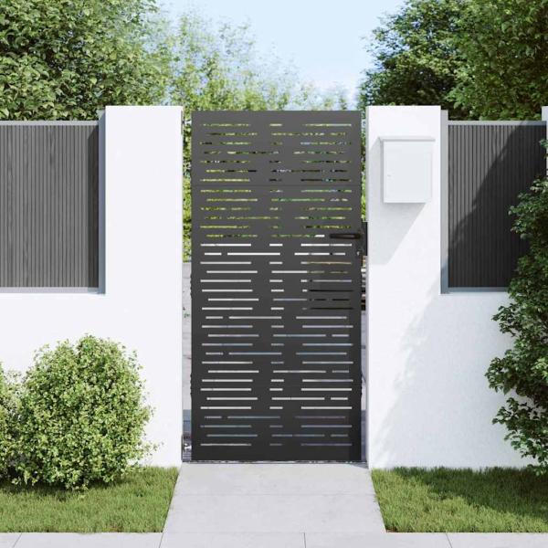 Gartentor Schwarz 105 x 175 cm Pulverbeschichteter Stahl
