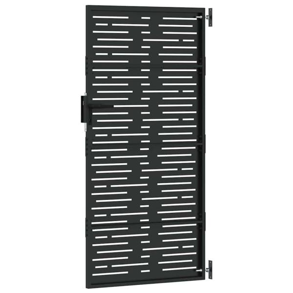 Gartentor Schwarz 105 x 175 cm Pulverbeschichteter Stahl