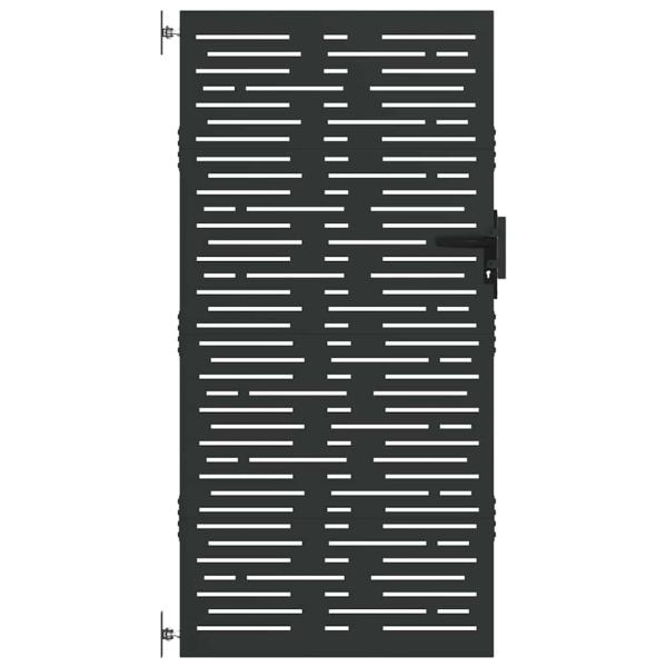 Gartentor Schwarz 105 x 200 cm Pulverbeschichteter Stahl