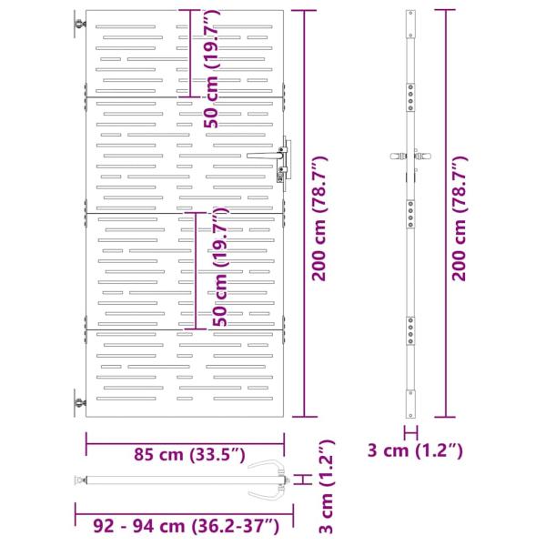 Gartentor Schwarz 105 x 200 cm Pulverbeschichteter Stahl