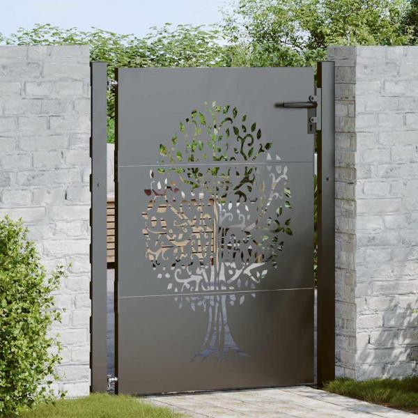 ARDEBO.de - Gartentor Schwarz 105 x 125 cm Pulverbeschichteter Stahl