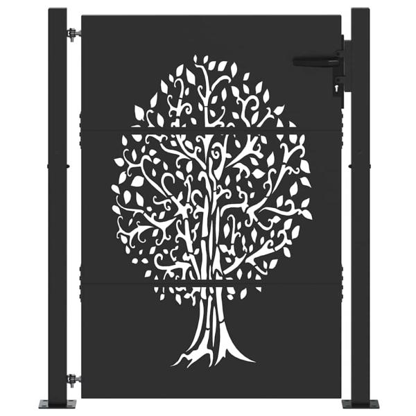 Gartentor Schwarz 105 x 125 cm Pulverbeschichteter Stahl
