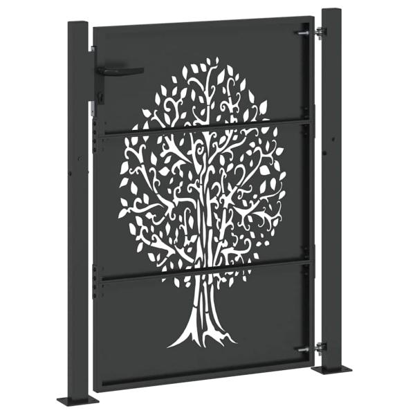Gartentor Schwarz 105 x 125 cm Pulverbeschichteter Stahl