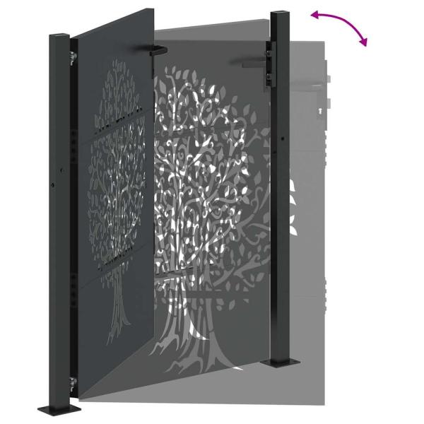 Gartentor Schwarz 105 x 125 cm Pulverbeschichteter Stahl