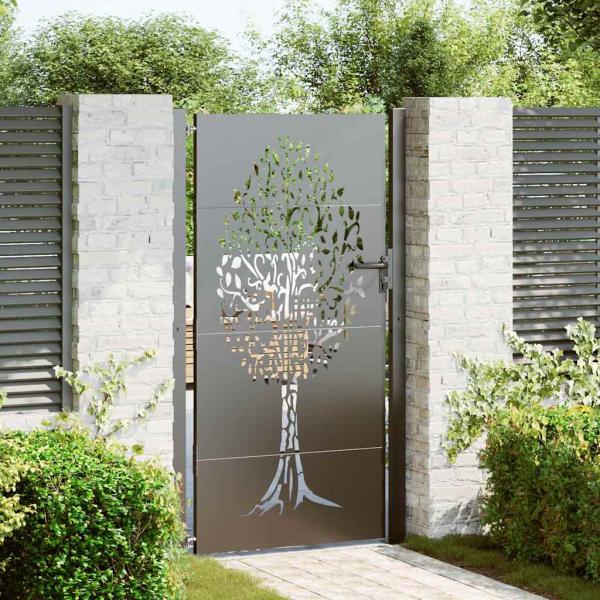 ARDEBO.de - Gartentor Schwarz 105 x 175 cm Pulverbeschichteter Stahl