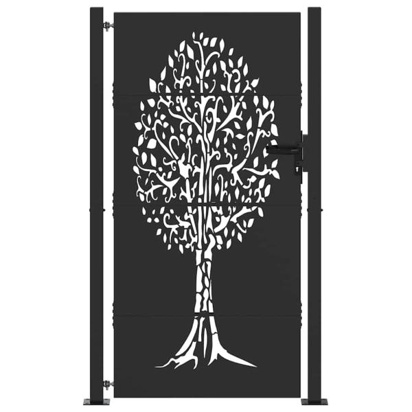 Gartentor Schwarz 105 x 175 cm Pulverbeschichteter Stahl