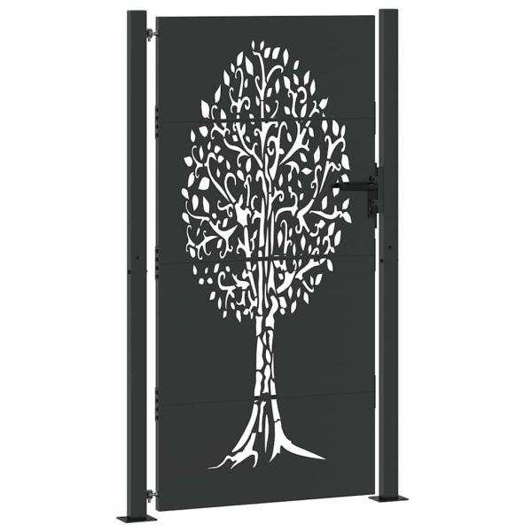 Gartentor Schwarz 105 x 175 cm Pulverbeschichteter Stahl