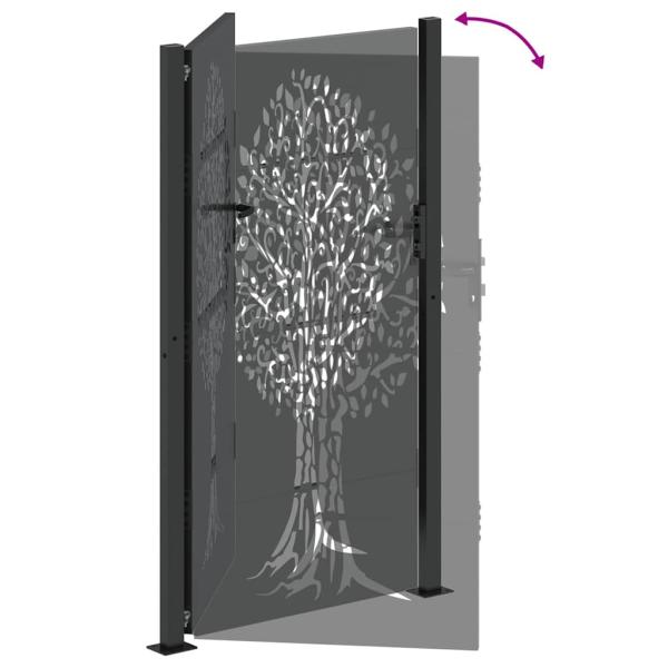 Gartentor Schwarz 105 x 175 cm Pulverbeschichteter Stahl