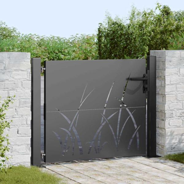 ARDEBO.de - Gartentor Schwarz 105 x 100 cm Pulverbeschichteter Stahl