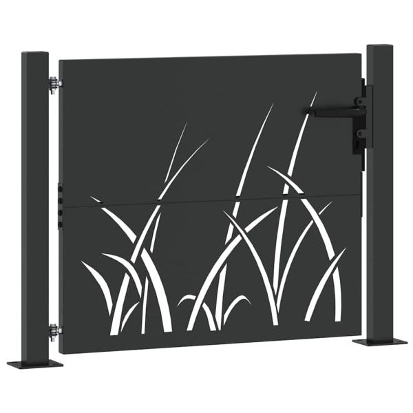 Gartentor Schwarz 105 x 100 cm Pulverbeschichteter Stahl