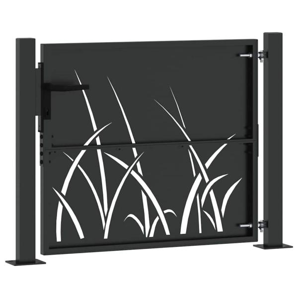 Gartentor Schwarz 105 x 100 cm Pulverbeschichteter Stahl
