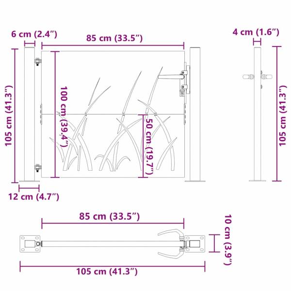 Gartentor Schwarz 105 x 100 cm Pulverbeschichteter Stahl