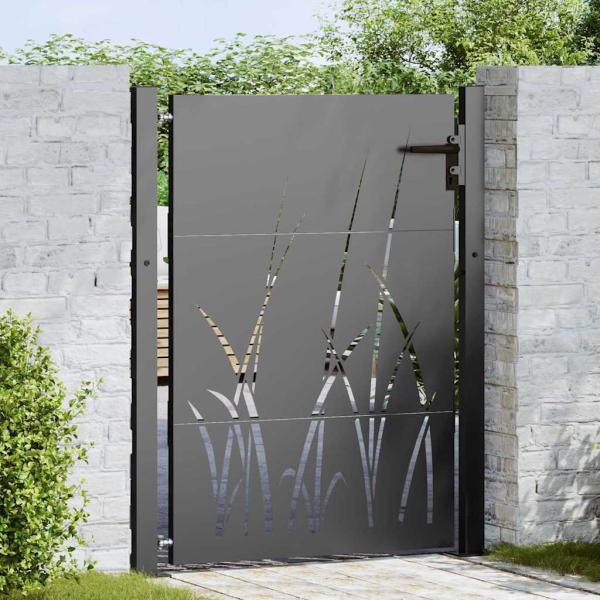 ARDEBO.de - Gartentor Schwarz 105 x 125 cm Pulverbeschichteter Stahl