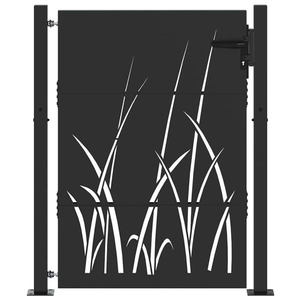 Gartentor Schwarz 105 x 125 cm Pulverbeschichteter Stahl