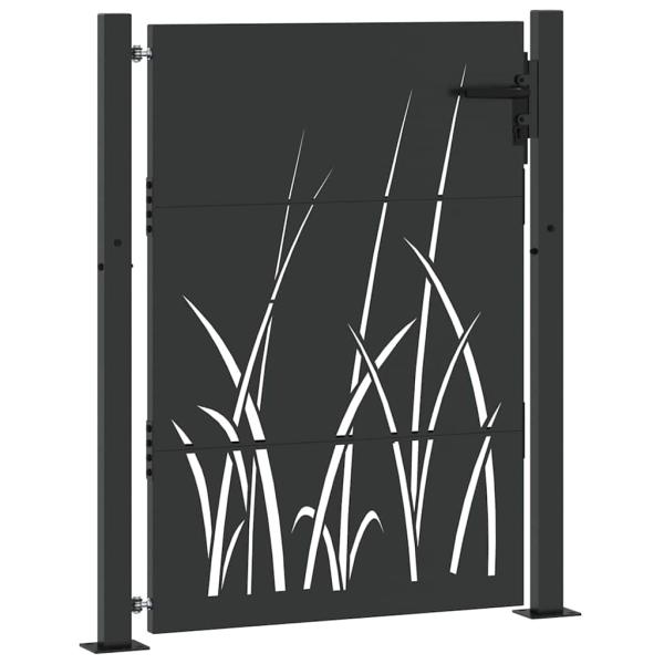 Gartentor Schwarz 105 x 125 cm Pulverbeschichteter Stahl