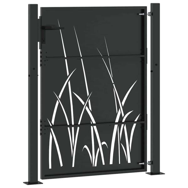 Gartentor Schwarz 105 x 125 cm Pulverbeschichteter Stahl