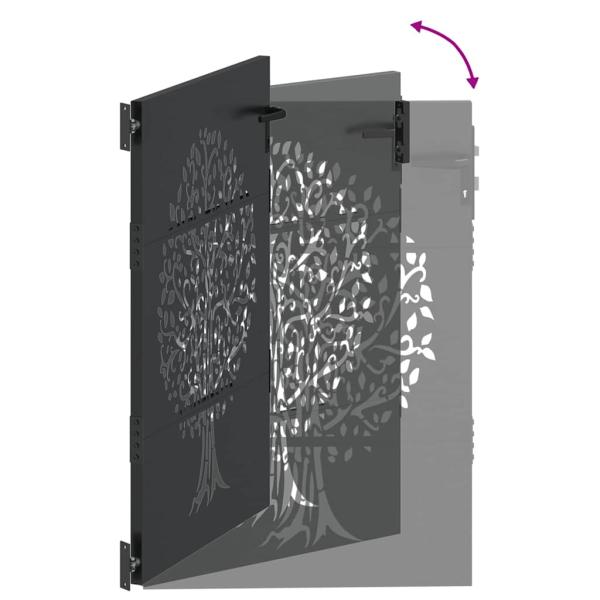 Gartentor Schwarz 105 x 125 cm Pulverbeschichteter Stahl