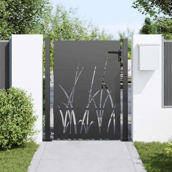 Gartentor Schwarz 105 x 150 cm Pulverbeschichteter Stahl