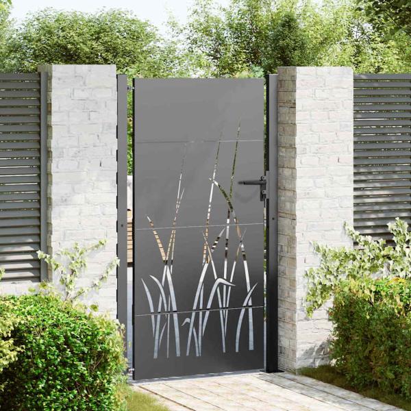 ARDEBO.de - Gartentor Schwarz 105 x 175 cm Pulverbeschichteter Stahl