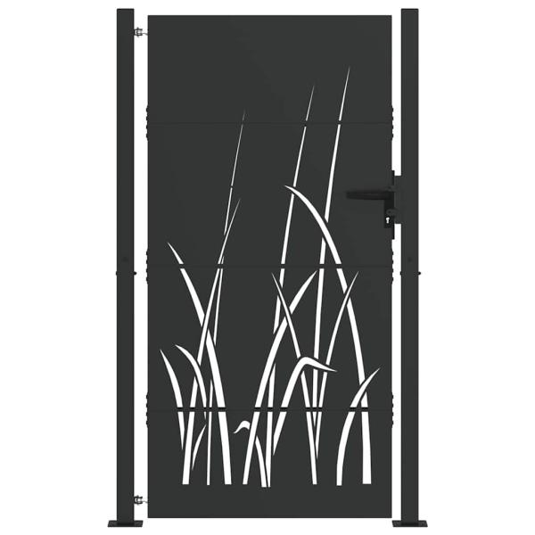 Gartentor Schwarz 105 x 175 cm Pulverbeschichteter Stahl