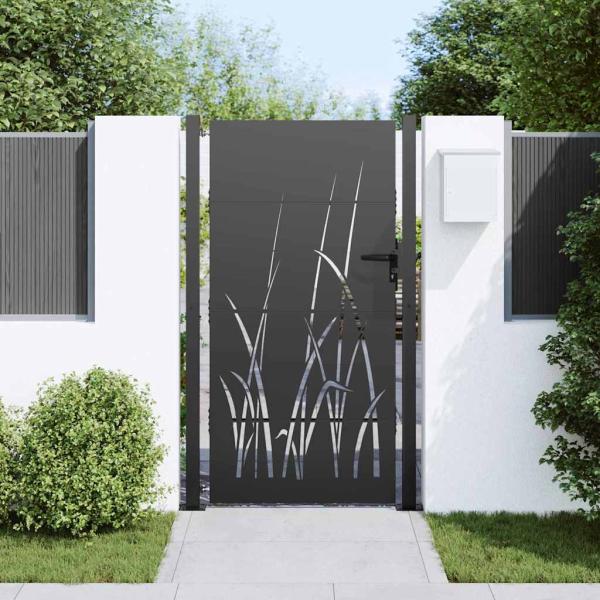 Gartentor Schwarz 105 x 175 cm Pulverbeschichteter Stahl