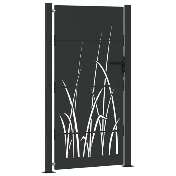 Gartentor Schwarz 105 x 175 cm Pulverbeschichteter Stahl