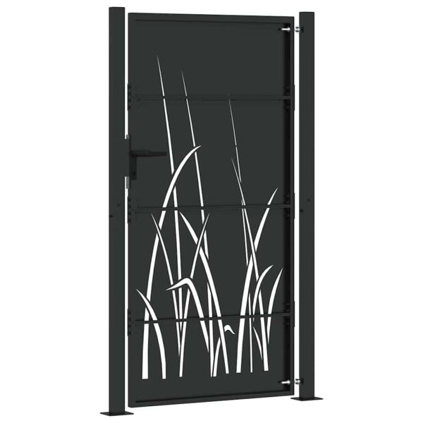 Gartentor Schwarz 105 x 175 cm Pulverbeschichteter Stahl