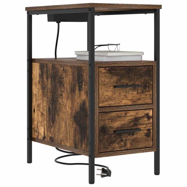 Nachttische 2 pcs Räuchereiche 30 x 48 x 61 cm Holzwerkstoff