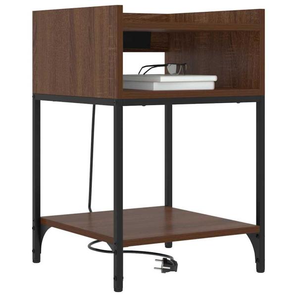 Nachttisch mit Regal Braune Eiche 40 x 40 x 61 cm Holzwerkstoff