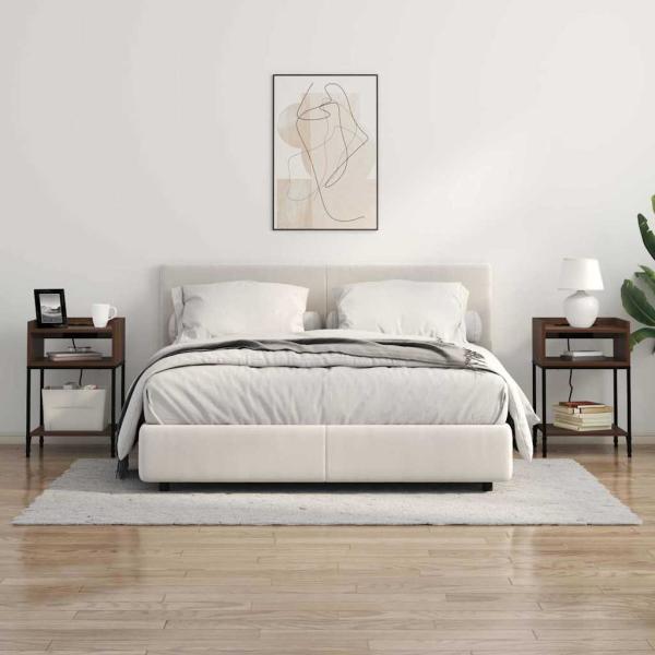 Nachttisch mit Regal Braune Eiche 40 x 40 x 61 cm Holzwerkstoff