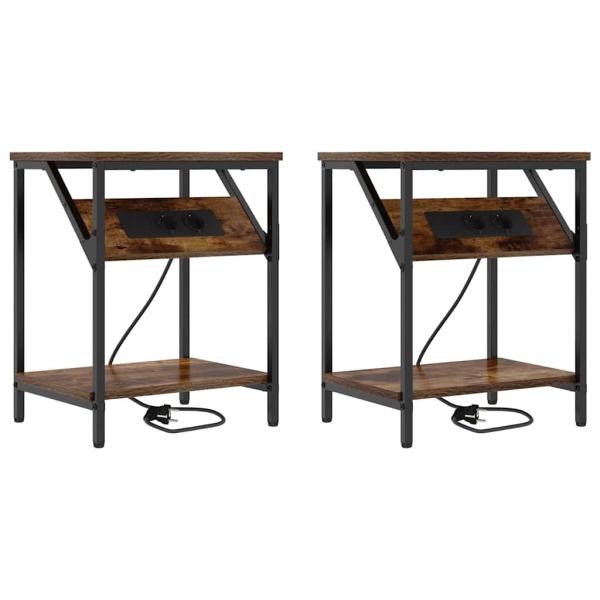 Nachttische 2 pcs Räuchereiche 38 x 30 x 48 cm Holzwerkstoff