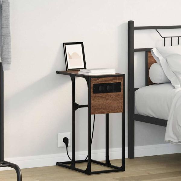 ARDEBO.de - Nachttisch Braune Eiche 41,5 x 26 x 60,5 cm Holzwerkstoff