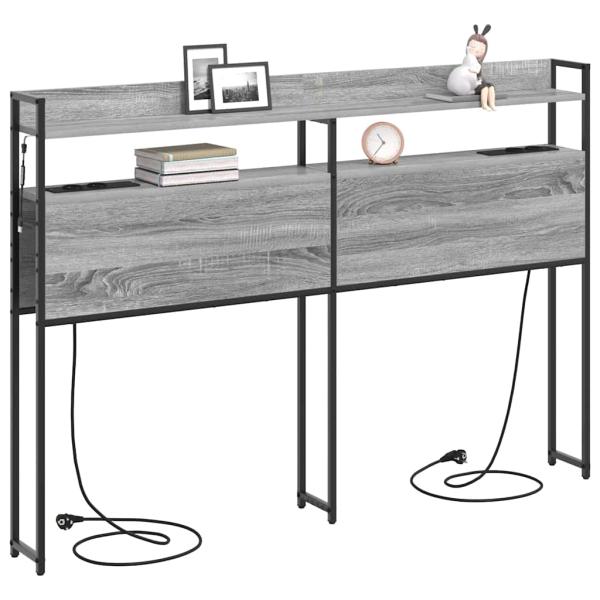 Stauraum-Kopfteil Grau sonoma 120 cm Holzwerkstoff