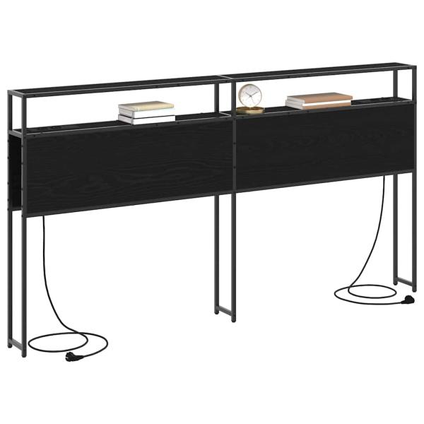Stauraum-Kopfteil Schwarz Eiche 180 cm Holzwerkstoff