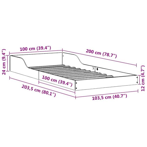Bettgestell Braun 100 x 200 cm Massivholz Kiefer
