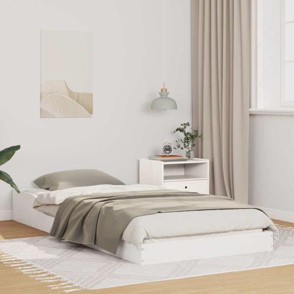 ARDEBO.de - Bettgestell Weiß 80 x 210 cm Massivholz Kiefer