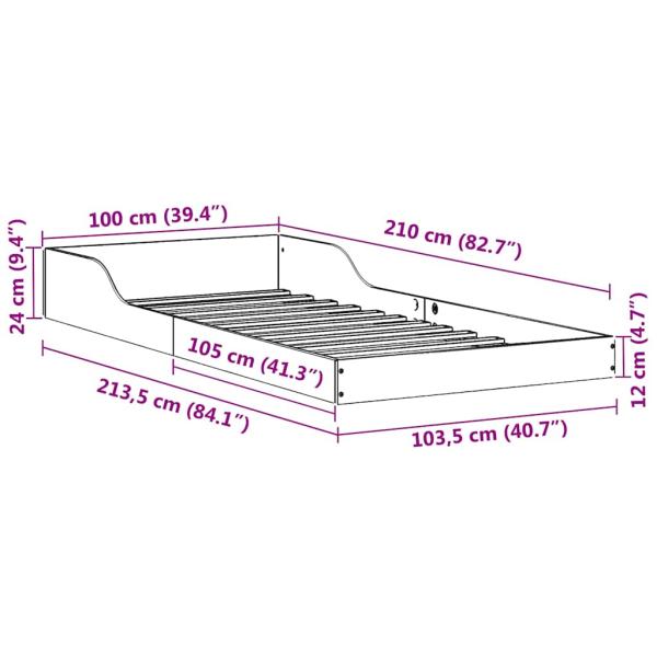 Bettgestell Wachsbraun 100 x 210 cm Massivholz Kiefer