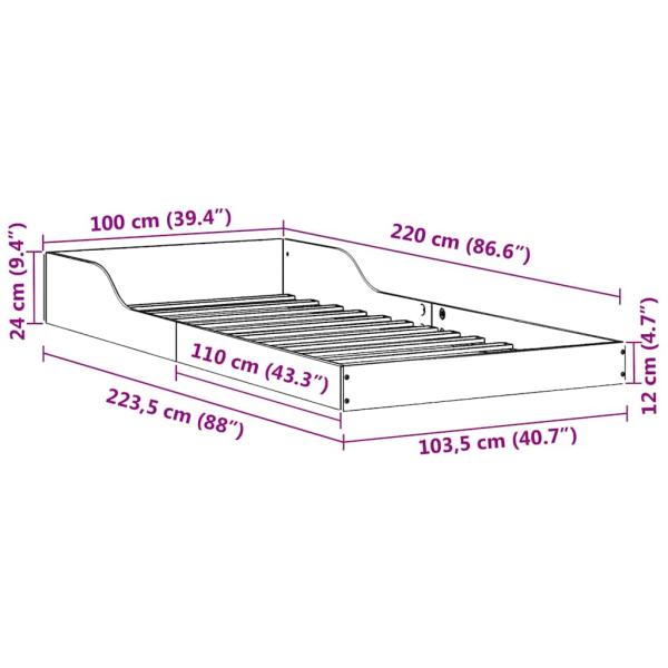 Bettgestell Braun 100 x 220 cm Massivholz Kiefer