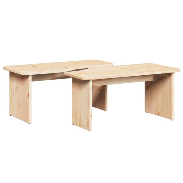 Couchtisch 2 pcs Natürlich 100 x 69 x 35.5 cm Massivkiefer