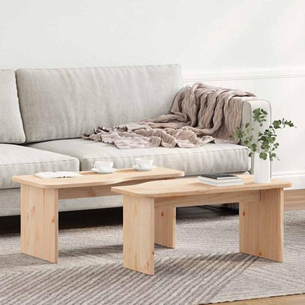 Couchtisch 2 pcs Natürlich 100 x 69 x 35.5 cm Massivkiefer