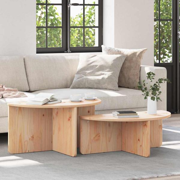 ARDEBO.de - Couchtisch 2 pcs Natürlich 79 x 39.5 x 40 cm Massivkiefer