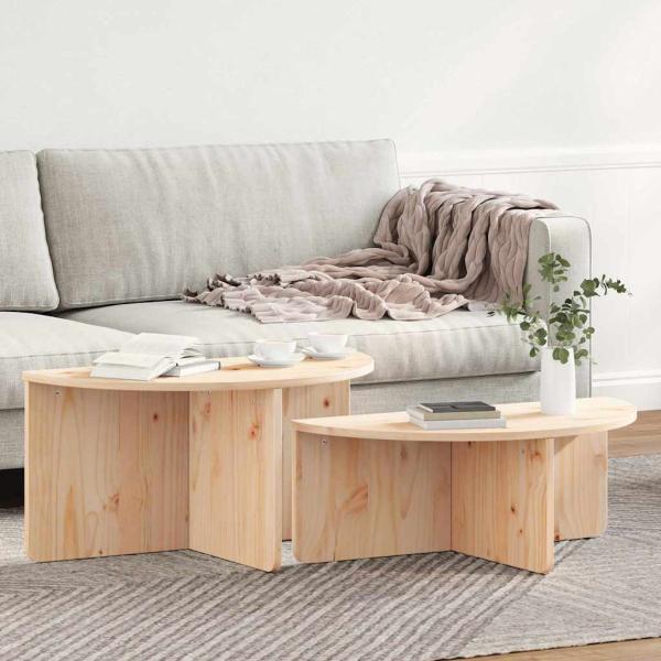 Couchtisch 2 pcs Natürlich 79 x 39.5 x 40 cm Massivkiefer